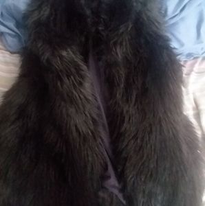 LOFT $200 Faux-Fur Black Vest